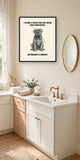 Lifestyle display mockup — frame not included. Smug Cane Corso art print.