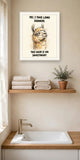 The same print shown hanging in a bathroom — frame for display only, not included