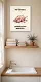The same print shown hanging in a bathroom — frame for display only, not included