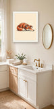 The same wordless print shown hanging on a wall — frame for display only, not included