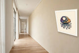 The same wordless print shown hanging on a wall — frame for display only, not included