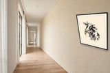 The same wordless print shown hanging on a wall — frame for display only, not included
