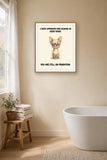 Lifestyle display mockup — frame not included. Judgmental Chihuahua art print.