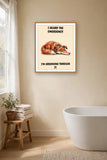 The same print shown hanging in a bathroom — frame for display only, not included