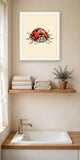 The same wordless print shown hanging on a wall — frame for display only, not included