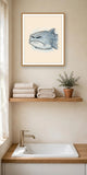 The same wordless print shown hanging on a wall — frame for display only, not included
