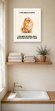 Lifestyle display mockup — frame not included. Smug Pomeranian art print.