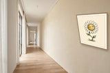 The same wordless print shown hanging on a wall — frame for display only, not included