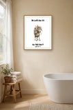 The same print shown hanging on a wall — frame for display only, not included