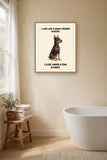 Lifestyle display mockup — frame not included. Smug Doberman Pinscher art print.