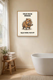 The same print shown hanging in a bathroom — frame for display only, not included