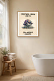 The same print shown hanging in a bathroom — frame for display only, not included