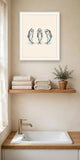 The same wordless print shown hanging on a wall — frame for display only, not included