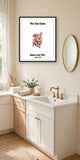 The same print shown hanging on a wall — frame for display only, not included