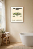 The same print shown hanging in a bathroom — frame for display only, not included