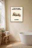 The same print shown hanging in a bathroom — frame for display only, not included