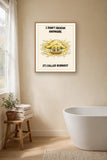 The same print shown hanging in a bathroom — frame for display only, not included
