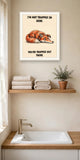 The same print shown hanging in a bathroom — frame for display only, not included
