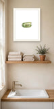 The same wordless print shown hanging on a wall — frame for display only, not included