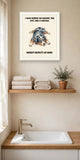 Lifestyle display mockup — frame not included. Exhausted Australian Shepherd art print.