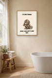 The same print shown hanging in a bathroom — frame for display only, not included