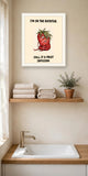 The same print shown hanging in a bathroom — frame for display only, not included