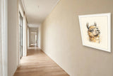 The same wordless print shown hanging on a wall — frame for display only, not included