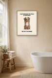 Lifestyle display mockup — frame not included. Judgmental Australian Shepherd art print.