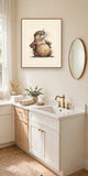 The same wordless print shown hanging on a wall — frame for display only, not included