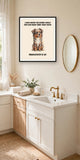 Lifestyle display mockup — frame not included. Judgmental Australian Shepherd art print.