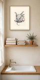 The same wordless print shown hanging on a wall — frame for display only, not included