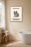 Lifestyle display mockup — frame not included. Furious Australian Shepherd art print.