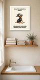 Lifestyle display mockup — frame not included. Horrified Doberman Pinscher art print.
