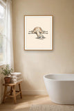 The same wordless print shown hanging on a wall — frame for display only, not included