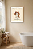 Lifestyle display mockup — frame not included. Smug Cavalier King Charles Spaniel art print.