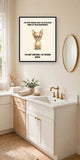 Lifestyle display mockup — frame not included. Judgmental Chihuahua art print.