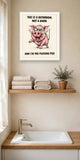 The same print shown hanging in a bathroom — frame for display only, not included