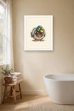 The same wordless print shown hanging on a wall — frame for display only, not included