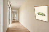 The same wordless print shown hanging on a wall — frame for display only, not included