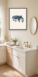 The same wordless print shown hanging on a wall — frame for display only, not included