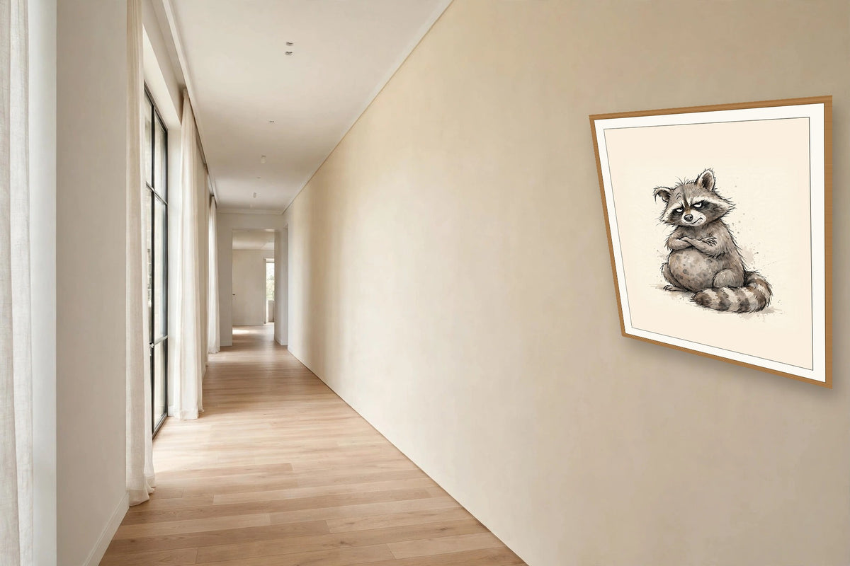 The same wordless print shown hanging on a wall — frame for display only, not included