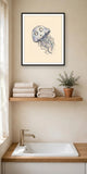 The same wordless print shown hanging on a wall — frame for display only, not included