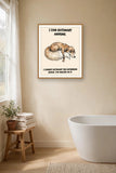The same print shown hanging in a bathroom — frame for display only, not included