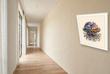 The same wordless print shown hanging on a wall — frame for display only, not included