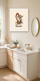 The same wordless print shown hanging on a wall — frame for display only, not included