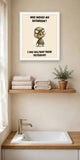 The same print shown hanging in a bathroom — frame for display only, not included