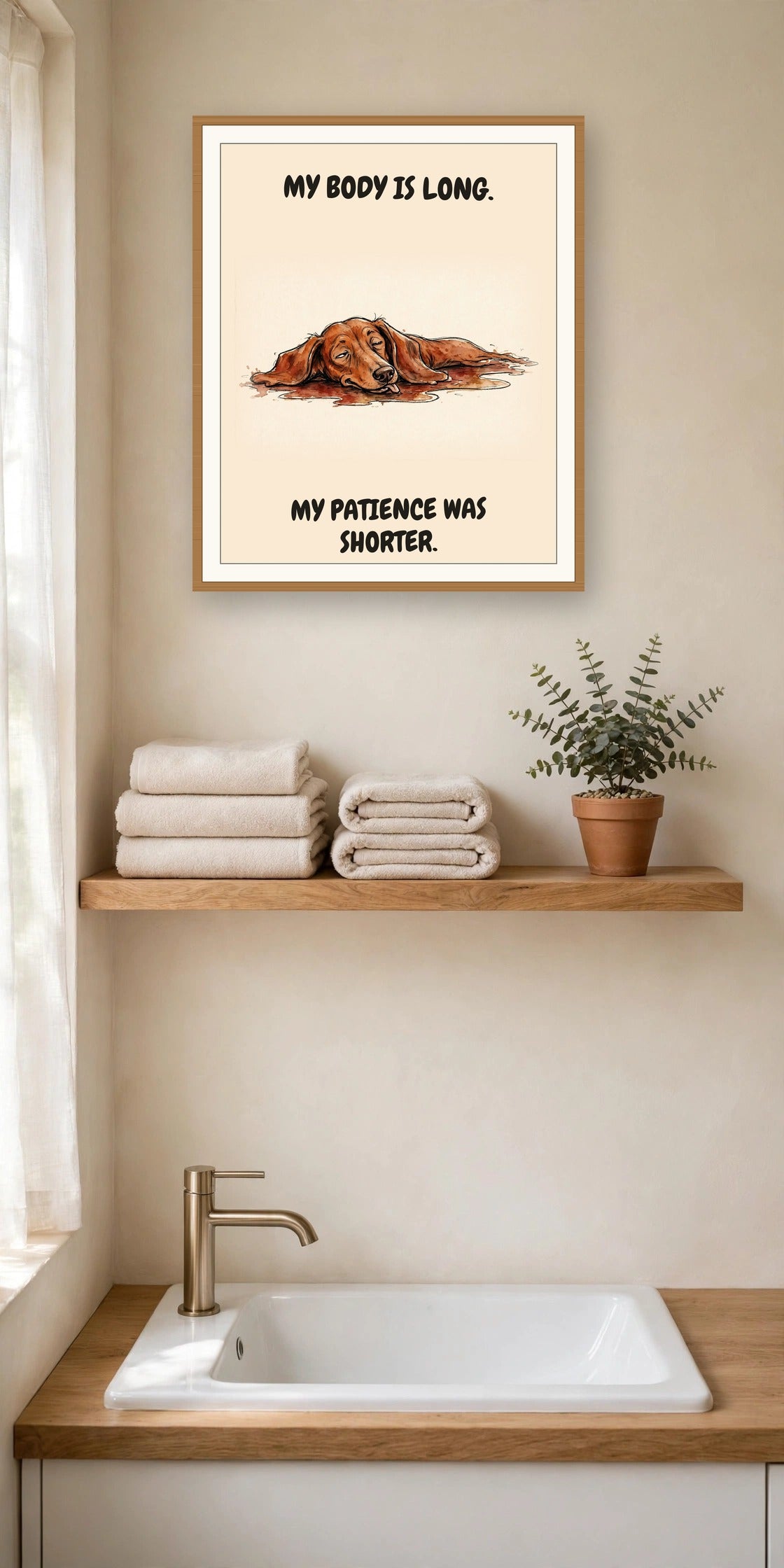 The same print shown hanging in an office — frame for display only, not included
