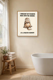 The same print shown hanging in a bathroom — frame for display only, not included