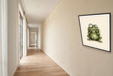 The same wordless print shown hanging on a wall — frame for display only, not included