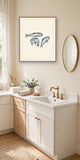 The same wordless print shown hanging on a wall — frame for display only, not included